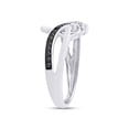 thumbnail image 5 of Round Cut Black & White Natural Diamond Swirled Heart Engagement Ring In 14K White Gold Plated 925 Sterling Silver (Color: I-J, Clarity: I2-I3, 0.01 Cttw) -7.5, 5 of 8