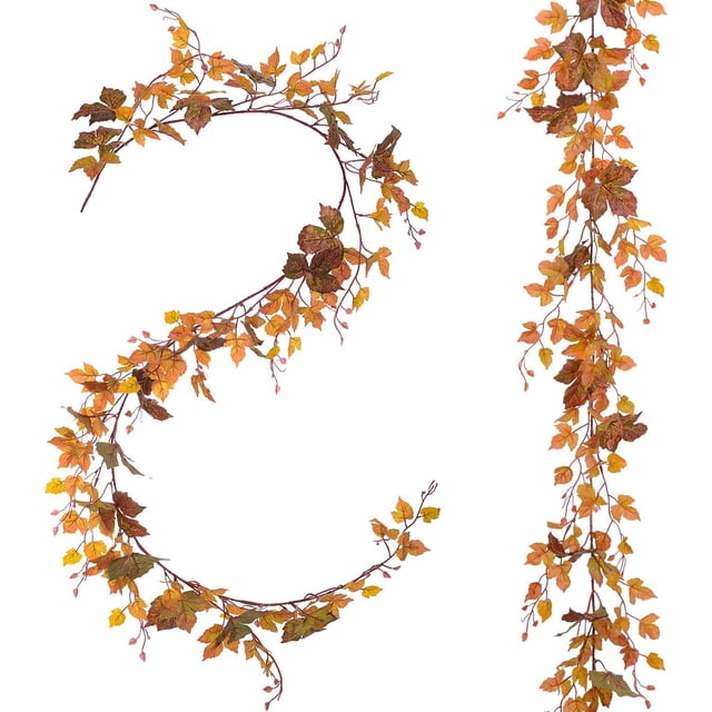 2 Pcs Fall Decor Artificial Maple Leaf Garland 5.6 ft Fall Leaves Hanging Vine Fall Garland