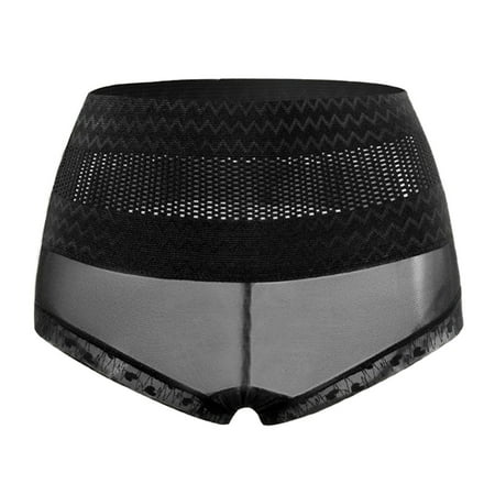 uublik Women Panties High Waist Breathable Briefs Soft Underpants Ladies Stretch Panties Lace Underwear Black