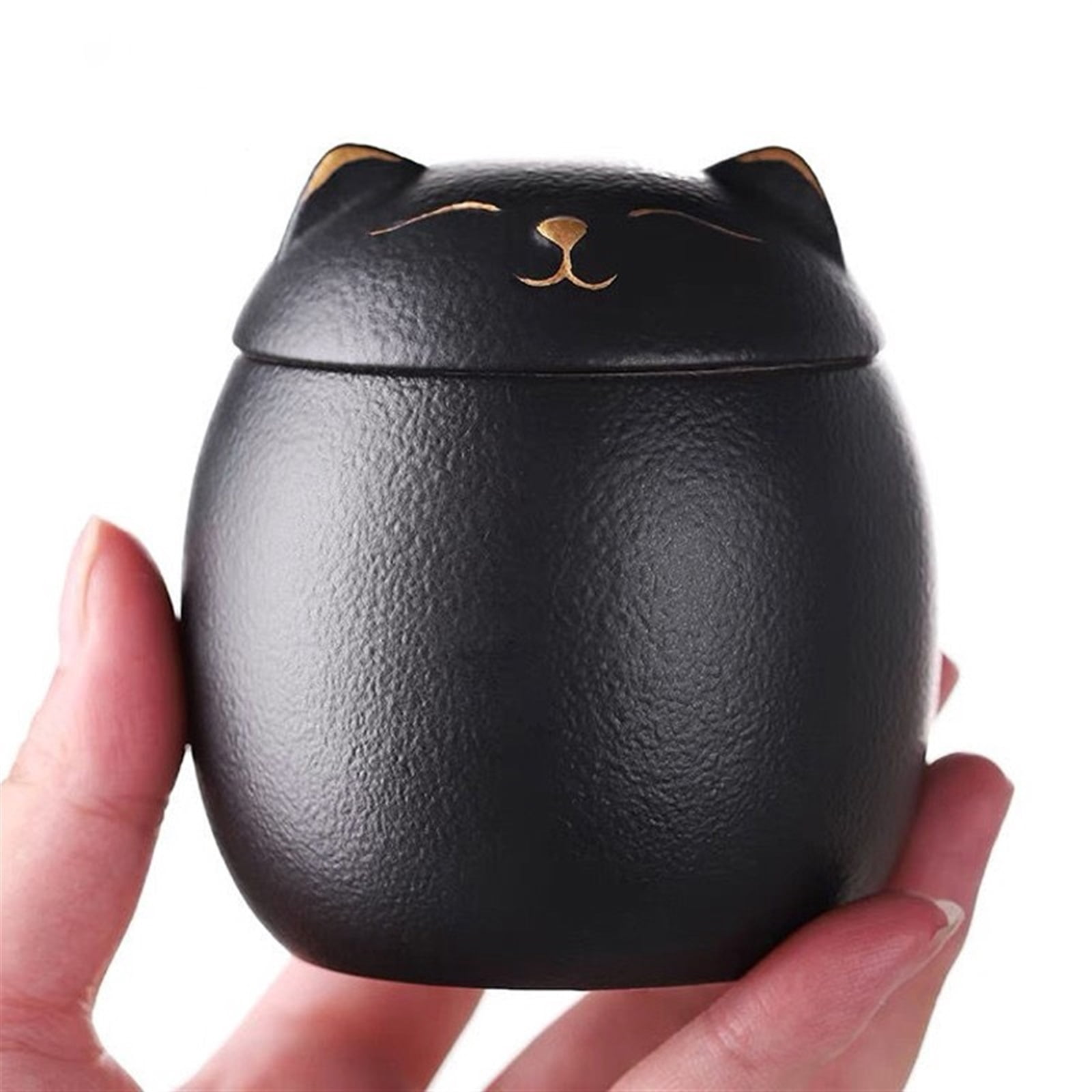 Cat Shape Urn For Pet Ashes Cat Shape Memorial Cremation Urns Handcrafted Black Decorative Urns For Funeral Cat Urn
