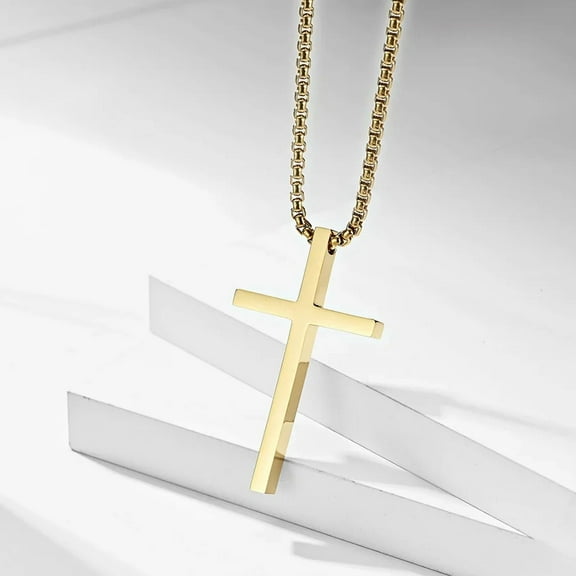 Titanium Steel Cross Necklace For Men Women Black Gold Silver Color Chain Crucifix Pendant Punk Party Never Fade Jewelry
