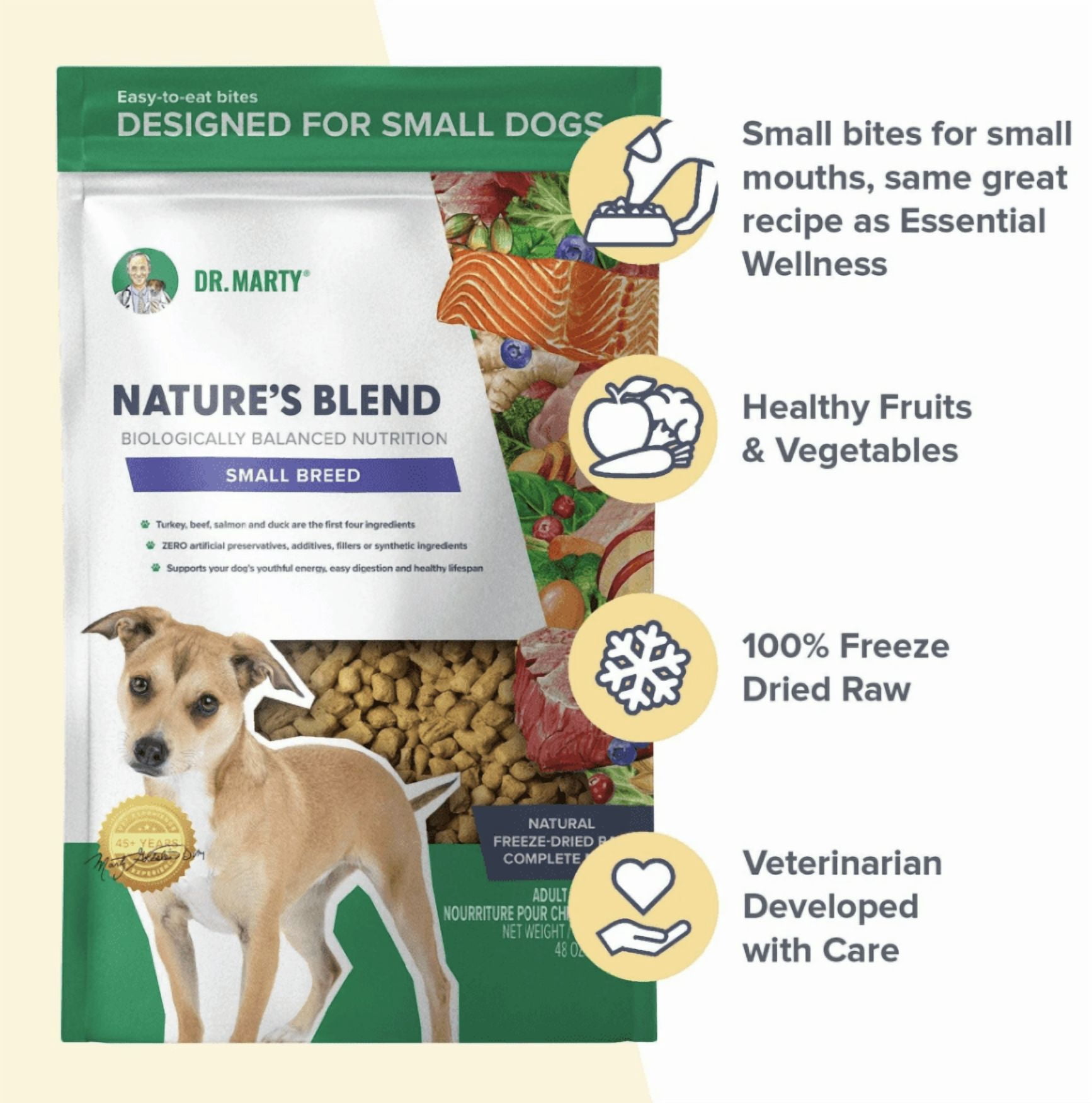 Dr. Marty Nature's Blend Adult Small Breed Freeze-Dried Raw Dog Food 80 oz