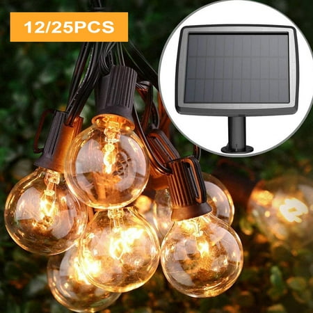 

MTFun Solar String Light Outdoor String Lights Adjustable G40 LED Bulbs Solar Powered Patio Light Durable Hanging Light Energy Saving Hanging Décor 4 Lighting Modes for Outdoor Backyard