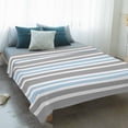 thumbnail image 4 of Blue Grey Striped Blanket Soft Cozy Warm Throw Blanket for Couch, Plush Fuzzy Flannel Fleece Blankets for Sofa, Horizontal Lines Simple Minimalist Bed Blankets Lightweight Gifts for Women, 50"x80", 4 of 9