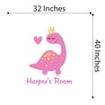 thumbnail image 4 of Cute Girl Pink Dinosaur Custom Name ArtWall Decal Decoration Joyful Cartoon Cartoon Animals Decorating Ideas for Girl's Bedroom Size: 32 In(W) x 40 In(H), 4 of 5
