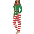 thumbnail image 2 of FKELYI Christmas Women Pajama Size S Polyester Red Green Long Sleeve Pjs for Women Set of 2 Leisure Pajamas Top and Pants with Pockets, 2 of 5
