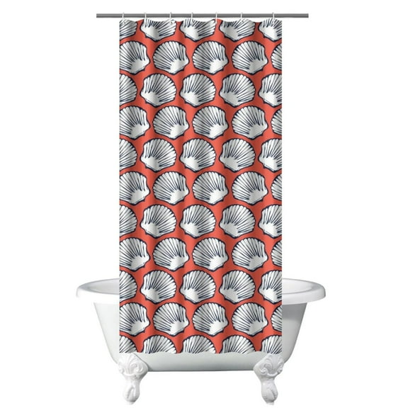 Ocean Theme Shower Curtain - Machine Washable Tropical Seashell Design, Mildew-Resistant PEVA Fabric,36x72in