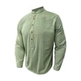 thumbnail image 4 of Long Sleeve Shirts for Men, Men's Button Down Long Sleeve Shirts Shirts Beach Casual Regular Fit Band Collar Shirts Men, 4 of 7