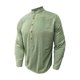 thumbnail image 4 of Ceisia Men's Slim Fit Long Sleeve Stand-Up Collar Slub Linen Shirt with Geometric Embroidery Army Green XL Gifts, 4 of 7