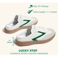thumbnail image 3 of LUCKY STEP Comfort Mules Fashion Backless Slip On Sneakers Retro Casual Shoes,White/Green,Womens, 3 of 10