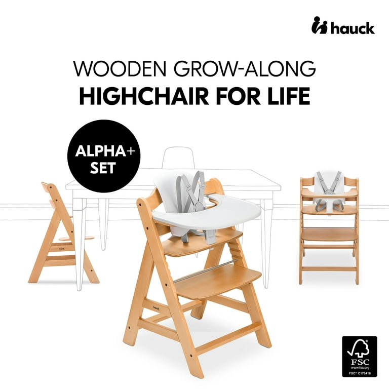 Alpha+ Grow-along Highchair Set - Natural Wood