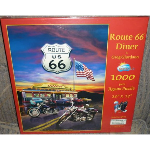 SUNSOUT INC - Route 66 Dîner - Casse-Tête 1000 Pcs par Artiste : Girardano Studios - Taille Finie 20 Pouces x 27 Pouces - MPN 37122