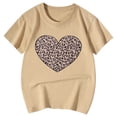 thumbnail image 4 of JAJAHO Short Sleeve T Shirts For Girl Kids Summer Crew Neck Leopard Heart Print Cute Graphic Tee Girls Clothes Ages 3-13 Years Stylish Tops, 4 of 4