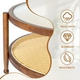 thumbnail image 5 of Ktaxon 31.5in Wood Side Table, Patio Wicker End Table with Double-Layer, Round  Rubber Wood Small Table with Glass Top (Walnut, Large), 5 of 9