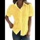 thumbnail image 1 of Blusa de Corta con Cuello Abotonado para Mujer, con Bordado de Ojales Amarillo XL, 1 of 7