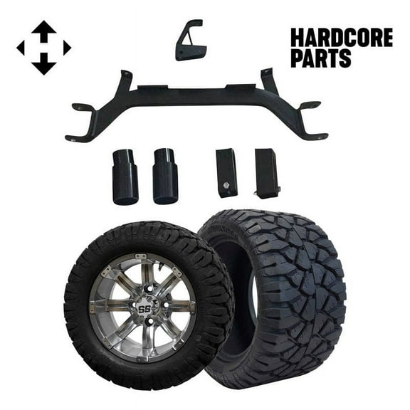 Hardcore Parts 4" Drop Axle Lift Kit for EZGO Marathon (1975-1993) Gas Golf Cart with 12" Machined/Gunmetal 'Tempest' Wheels & 20"x10"-12" STINGER On-Road/Off-Road DOT rated All-Terrain tires