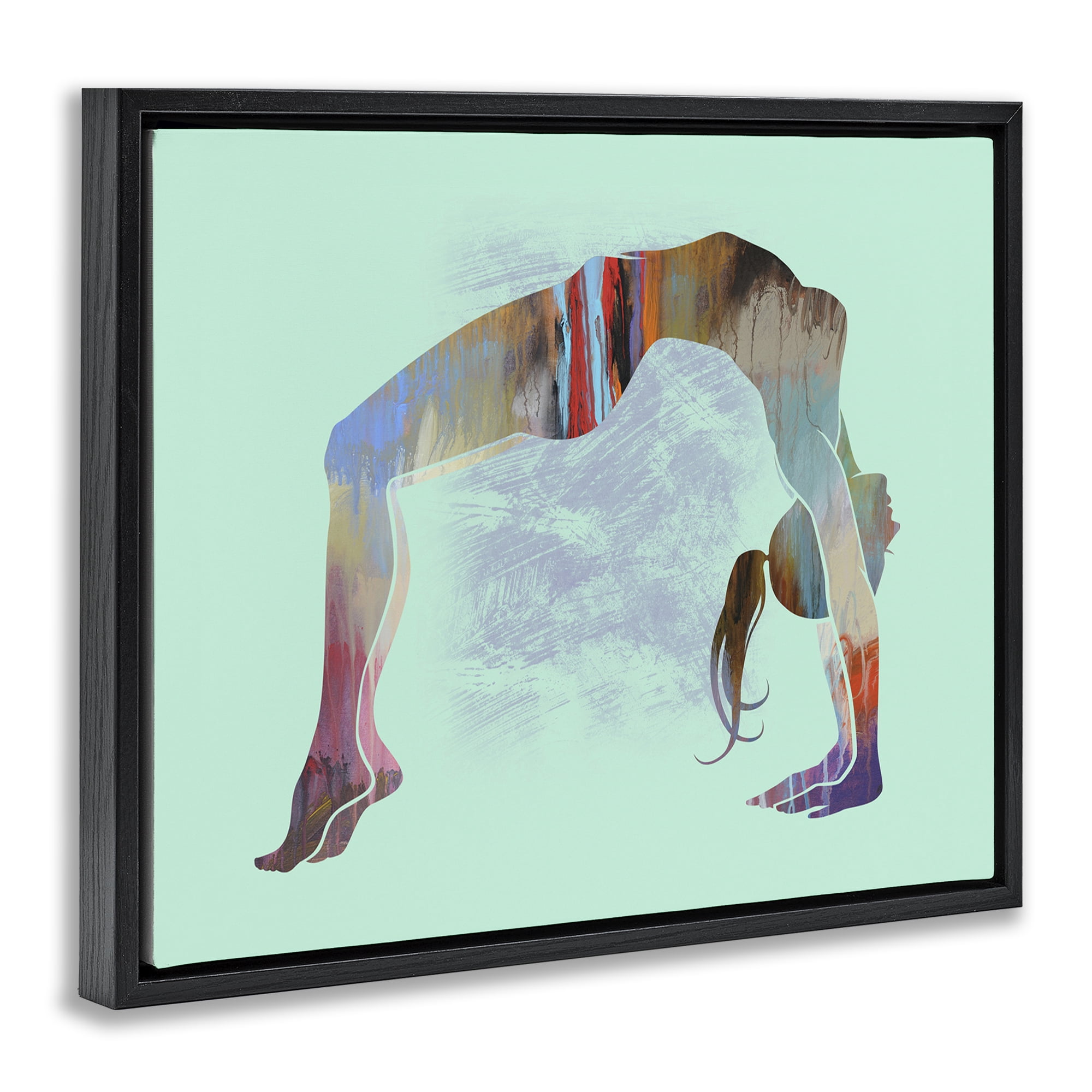 Stupell Industries Yoga Exercise Pose People Painting Black Floater Framed Canvas Art Print Wall Art, 21 x 17