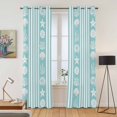 thumbnail image 2 of Teal Striped Coastal Kitchen Curtains 96 Inch Length, Nautical Beach Starfish Shell Grommet Top Bedroom Living Room Curtains, Light Filtering Cafe Curtain Drapes 2 Panels Set 104''x96'', 2 of 9