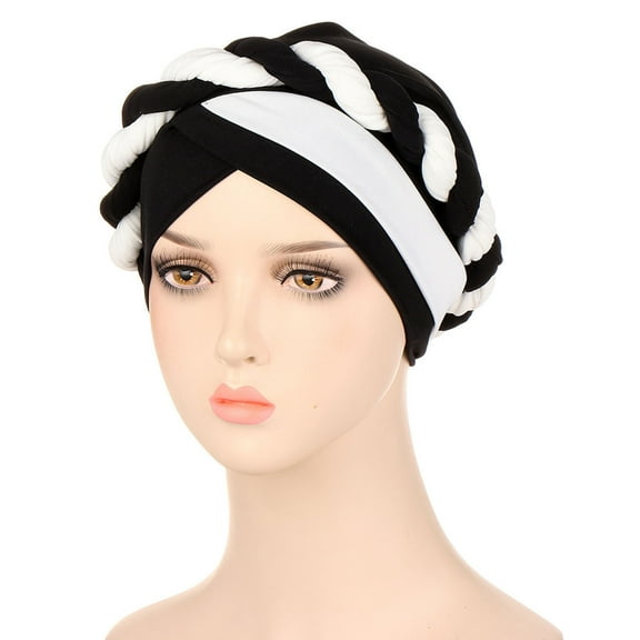 Rigardu womens baseball caps Women Braid Turban Hats Hat Cap Hair Bonnet Head Scarf Wrap Cover hats for women Black   One size