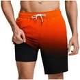 thumbnail image 3 of VBTAPA Mens Swim Trunks Gradient Printed Bathing Suit Quick Dry Summer Board Beach Shorts with Mesh Lining and Pockets Limited Time Sales Orange XXXL, 3 of 7