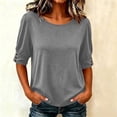 thumbnail image 4 of Naotn Half Short -Sleeve Shirts for Women Summer Casual Loose Fit Crew Neck Tops Trendy Beach Holiday Button Blouses, 4 of 8