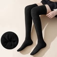 thumbnail image 2 of Fgnfyis Women's Solid Color Casual Over The Knee Socks Thick Warm Socks Cozy and Comfortable Thigh High Socks for Women Knee High Socks Black One Size, 2 of 4