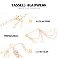 thumbnail image 5 of Diadema dorada de moda con tocado de hada, cadena de cuentas de perlas y borlas., 5 of 5