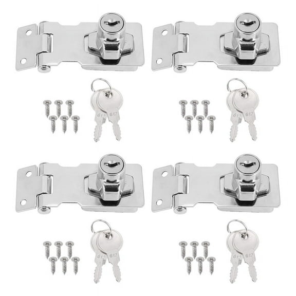 4 x Hasp Locks 8 x Keys 24 x Mounting Screws-Silver
