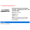 thumbnail image 2 of Rear Shock Absorber and Coil Spring Assembly - Compatible with 1988 - 1999 Chevy K1500 1989 1990 1991 1992 1993 1994 1995 1996 1997 1998, 2 of 2