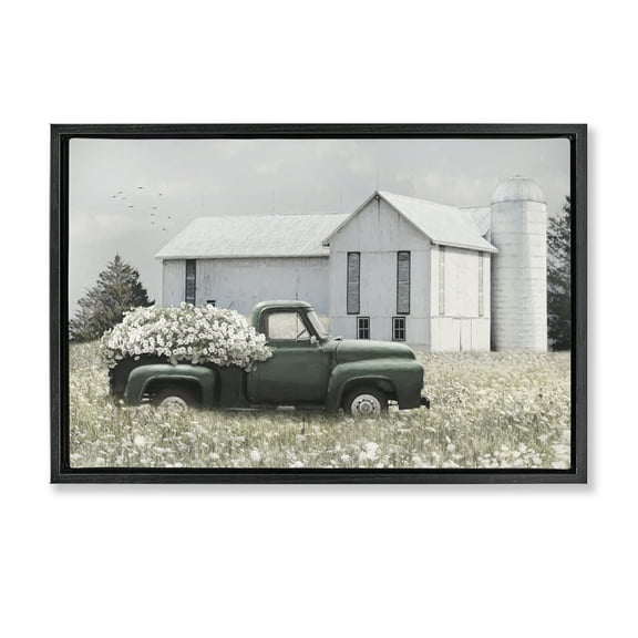 Stupell Industries Rustic Barn & Truck Plants & Flowers Photography Black Floater Framed Canvas Art Print Wall Art, 25 x 17