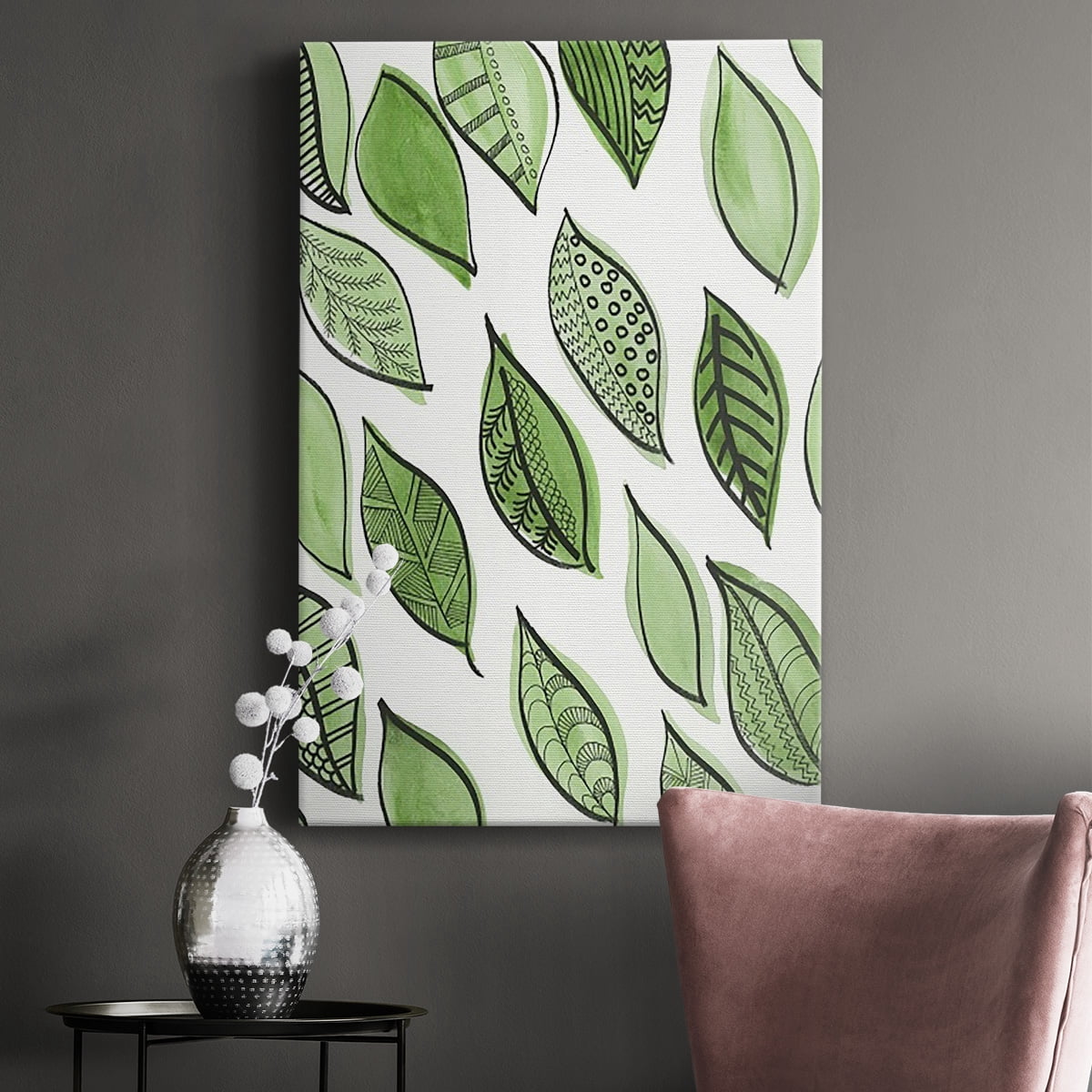 Patterned Leaf Shapes IV Premium Gallery Wrapped Canvas - Ready to Hang
