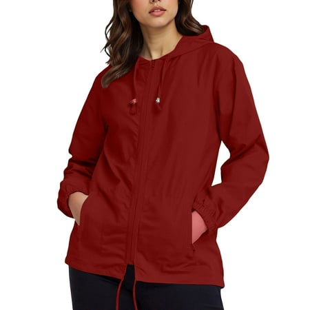 SAFUNY Women's hooded drawstring hoodie jacket with pouch pocket soft comfortable for loungewear weekend trips cool weather Red XXXXXL