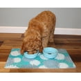thumbnail image 4 of Drymate Pet Bowl Placemat, Dog & Cat Food Feeding Mat - Absorbent Fabric, Waterproof Backing, Slip-Resistant - Machine Washable/Durable (12” x 20”) (Indian Summer Turquoise & White 8), 4 of 7