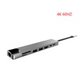 thumbnail image 1 of Concentrador 8 en 1 tipo c 4K HD Adaptador USB 3.0 Carga PD Lector de tarjetas SD y TF Convertidor de red RJ45, 60Hz Eigraketly EL0294-00B, 1 of 2