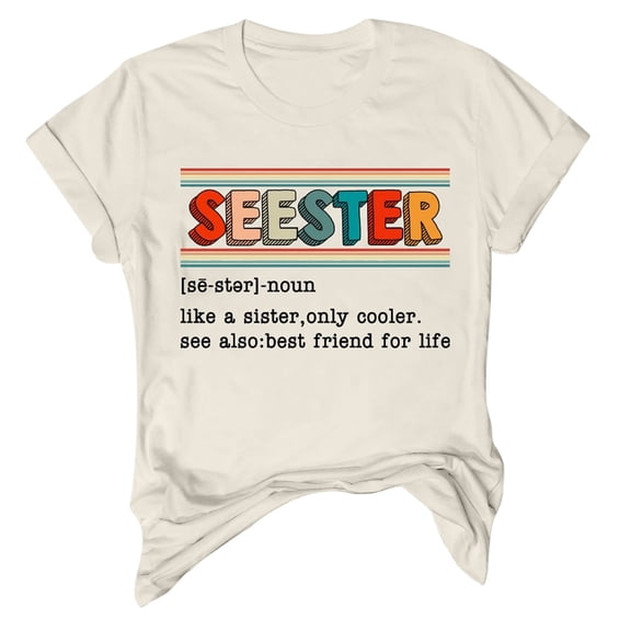 Fshinging Women's Fashion Casual Top Seester Short Sleeved Pullover Round Neck Top