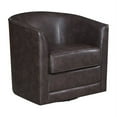 thumbnail image 3 of Pemberly Row Faux Leather Swivel Accent Chair in Dark Brown, 3 of 5