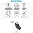 thumbnail image 3 of 2Pcs/Set Right Angle USB 3.1 Type C Male to Female Converter USB-C Adapter for Smart Phone Portable Connector, 3 of 8