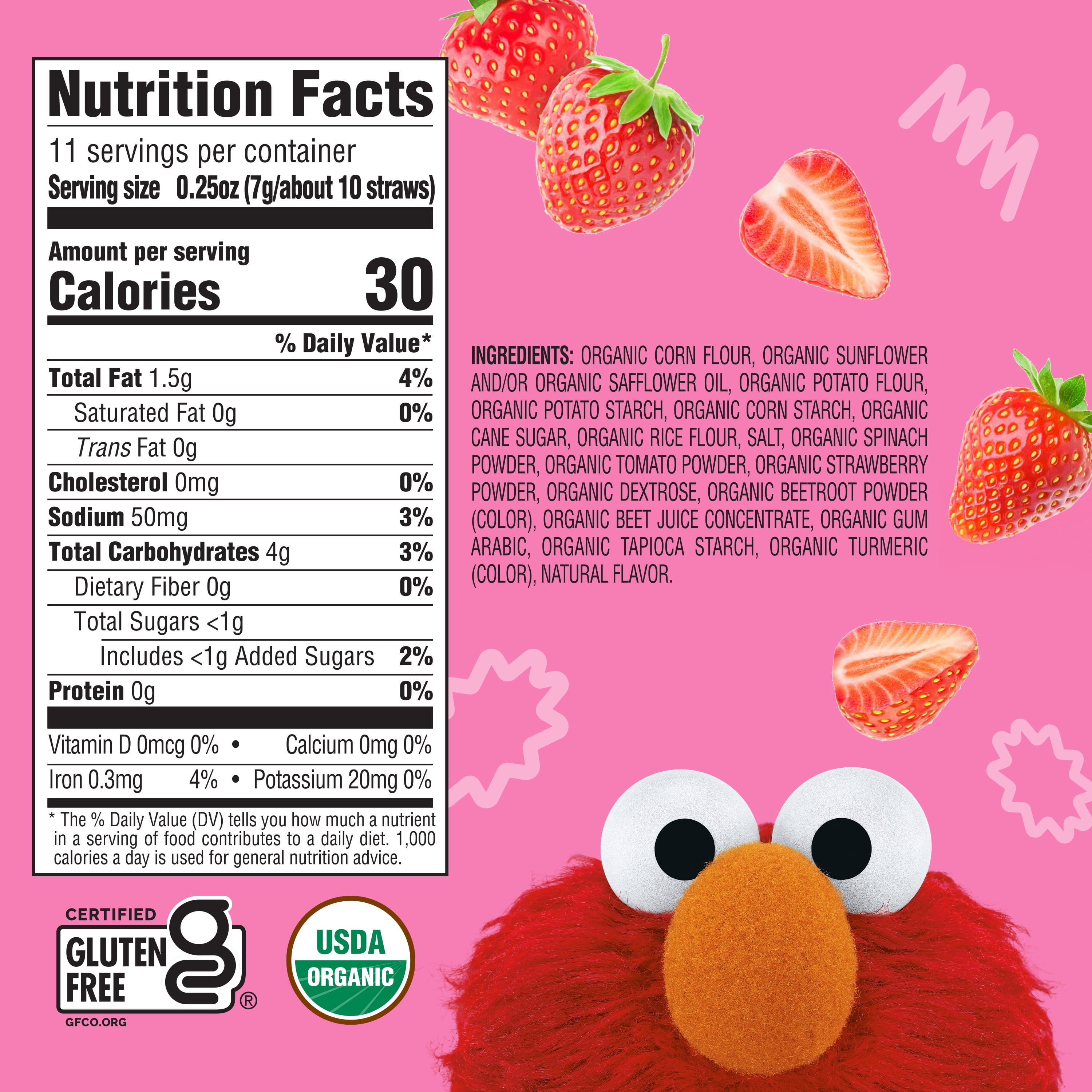 Earth's Best Organic Baby Toddler Snack Strawberry Sweet & Veggie Straws, 2.75 oz Bag