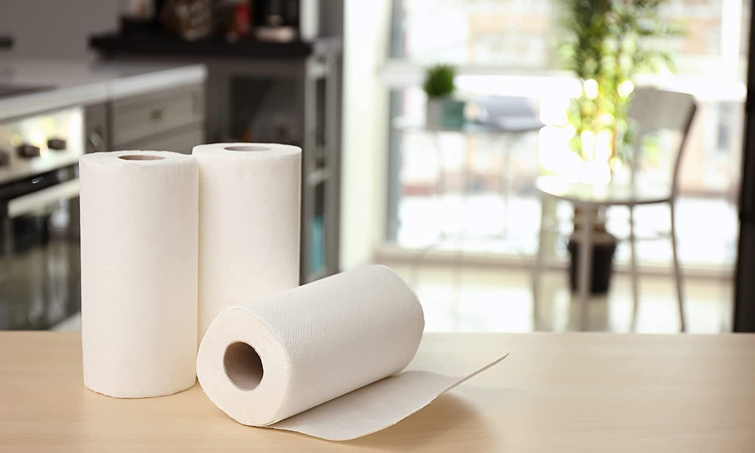 EcoQuality 2-Ply White Kitchen Perforated Paper Towel Rolls - Easy Tear, Strong, Individually Wrapped USA MADE - Household Roll Towel Paper - Multi-Surface, Cleaning, Kitchen, Bathroom, Office (6)