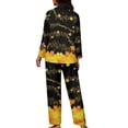 thumbnail image 2 of Renewold Fall Pajamas Button Pj for Women Music Notes Maple Leaves Sleepwear Set 2 Pack Loose Thanksgiving Shirt & Pants Indoor Daily Lounge Wear Size 2XL, 2 of 6