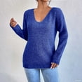thumbnail image 2 of Weiqiqre Womens Sweaters V Neck Oversized Sweaters for Women Off Shoulder Loose Knit Jumper Pullover Tops, 2 of 9