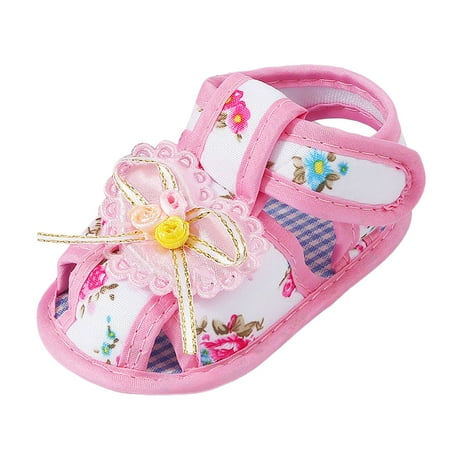 

ZENMELE Baby Sandals Bowknot Shoe Baby Girls Soft Toddler Shoes Toddler Shoes Lace Bow Shoes Sandals Bowknot Flat Shoes Slide Sandal 0M-6M