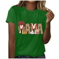 thumbnail image 2 of Wycnly Womens Shirts Round Neck Short Sleeve Mama Letter Print Summer Cute Tops Mother's Day Loose Breathable Ladies Fashion Pullover Blouses Green s Under $5, 2 of 4