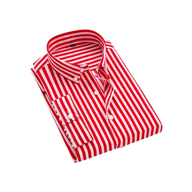 Fashnice Chemises pour Hommes Col à Revers Chemise Tunique Boutonnée Blouse Décontractée de Vacances Rouge Melon D\'eau TG