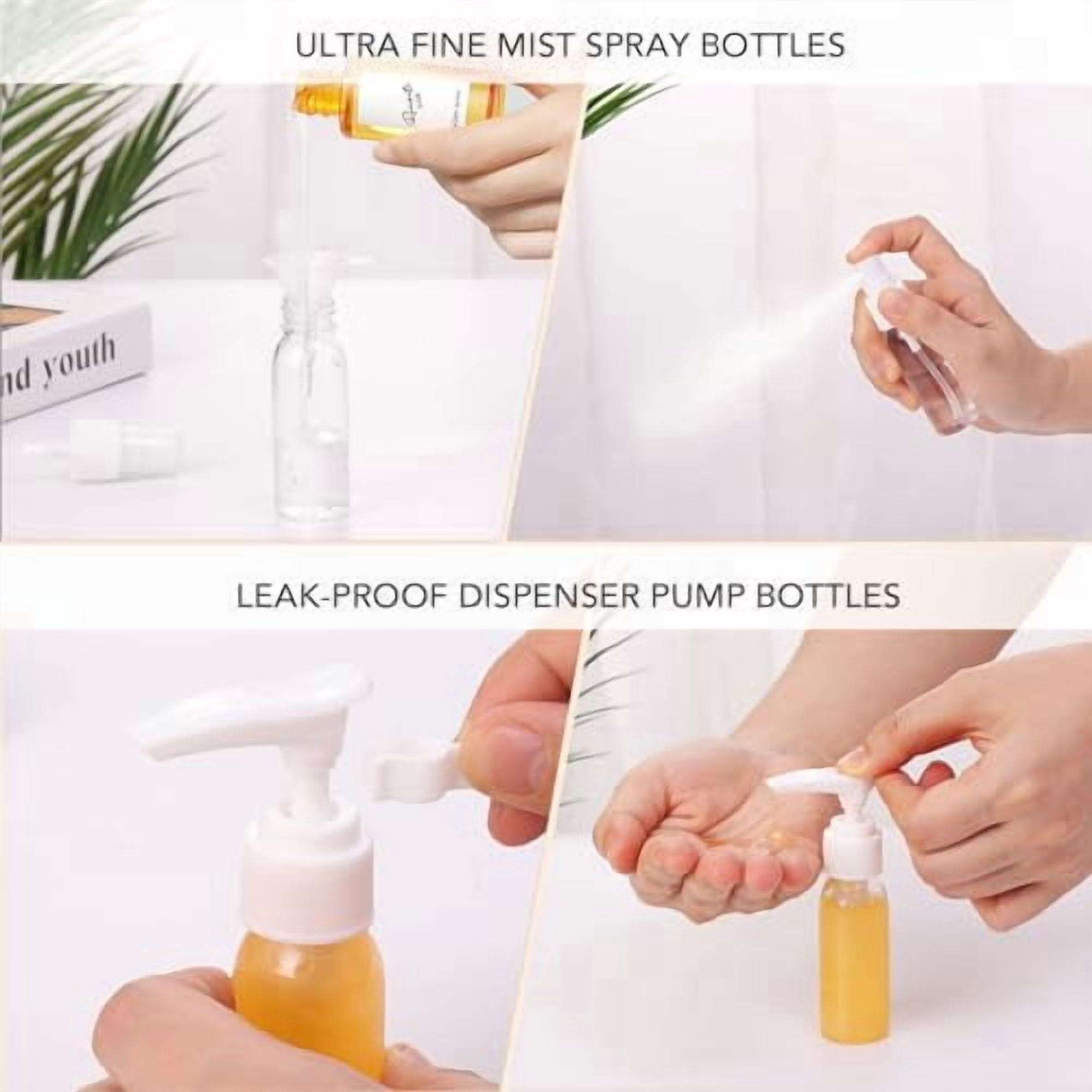 21 Pack Travel Bottles for Toiletries, Leak-Proof TSA Compliant Silicone Travel Size Containers for Shampoo and Conditioner, BPA Free with Toiletry Bag (Cream)