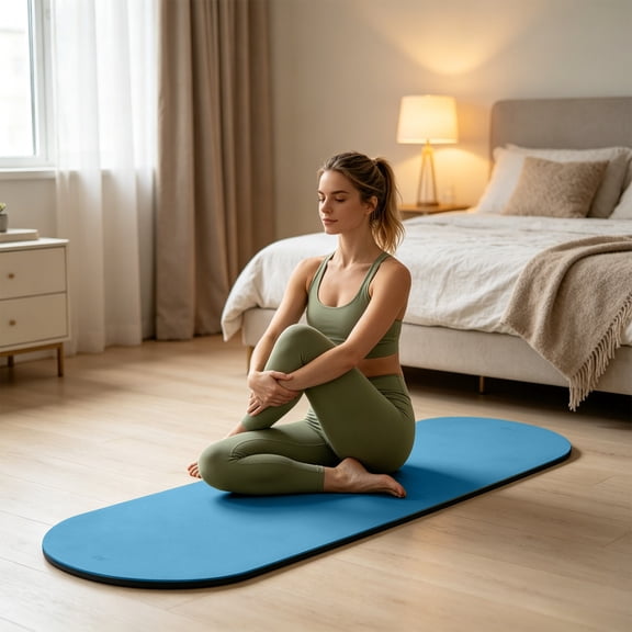 Cadancy Yoga Mat Thick Oval Exercise Non Slip Extra Wide Pilates Mat Cushioned Fitness Mats for Meditation Stretching Floor Training Gym Home Workout Equipment