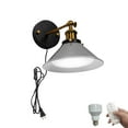 thumbnail image 1 of FSLiving Remote Control Adjustable Light Beam & Angle Wall Sconce Vintage Design Gray Metal Wall Light Nightstand Lamp for Bedroom Reading Loft Wall Painting,Bulb Included - 1 Light, 1 of 8