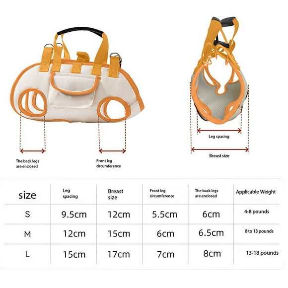 Vwrxbz Sac à Dos pour Animaux de Compagnie Portable en Maille Respirante Sac de Voyage pour Chien Chat avec Laisse de Sécurité Bandoulière Orange Blanc