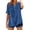 Dark blue, variant on Women's Solid Color Top V-Neck Elbow Sleeve Knit Cotton Blend Casual Solid Loose Fit T-Shirt for Layering Pink L