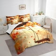 thumbnail image 3 of Feelyou Fall Autumn Adult Bedding Comforter Set 7pcs, Orange Maple Leaf King Bedding Sets, Happy Harvest Bed Sheets, Microfiber Bedroom Decor, 3 of 7